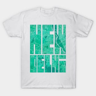 New Delhi, India, City Map Typography - Watercolor T-Shirt